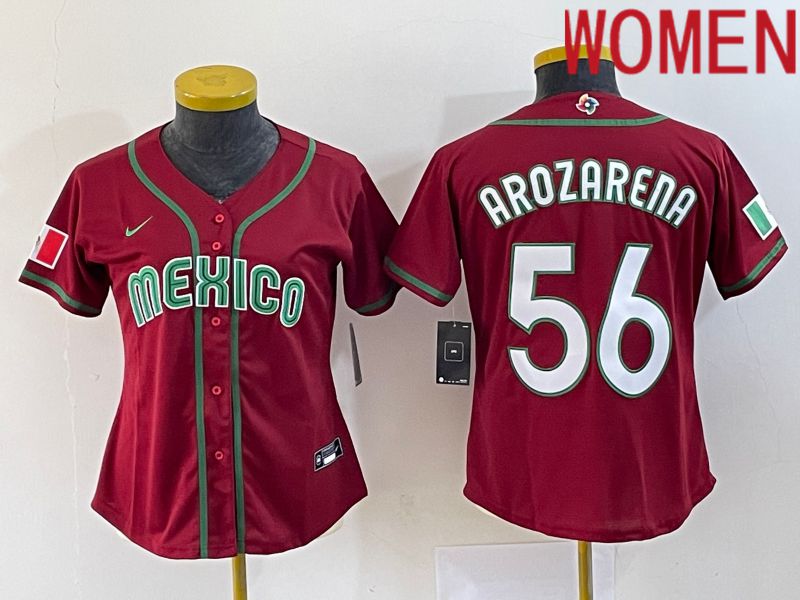 Women 2023 World Cub Mexico 56 Arozarena Red Nike MLB Jersey10